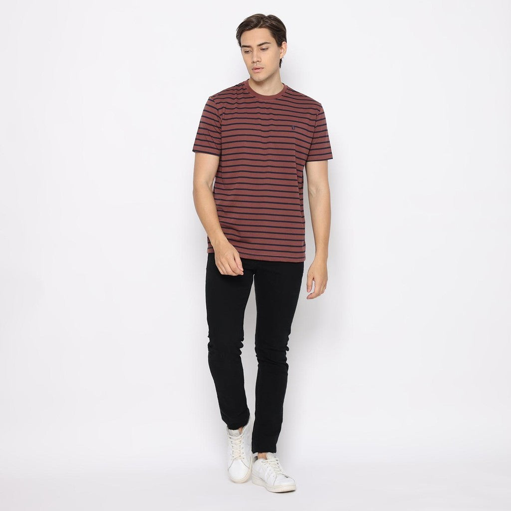 Matsuda T Shirt Pria Kaos Stripe Nantan Oblong Baju Wine Navy