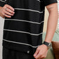 Matsuda Kaos Oversize Stripe Ritto Black Pria Anti Kusut Baju Garis Korean Style Adem