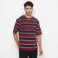 MATSUDA Kaos Oversize Stripe Mobara Burgundy
