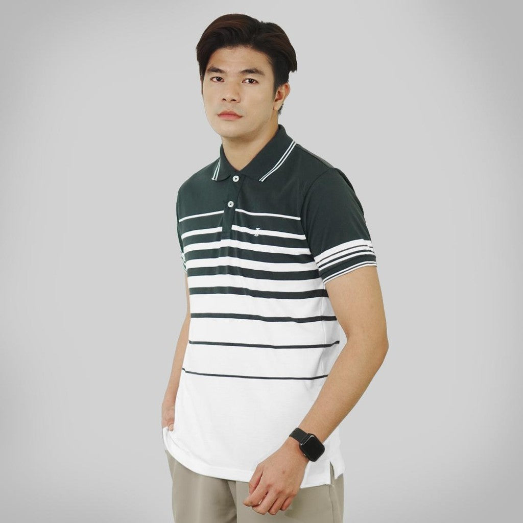 MATSUDA Baju Kaos Polo Shirt Dewasa Stripe Pria Kerah Katun Shinagawa DK Slate