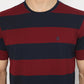 Matsuda T Shirt Pria Kaos Stripe Nanao Baju Katun Combed Garis Navy Burgundy