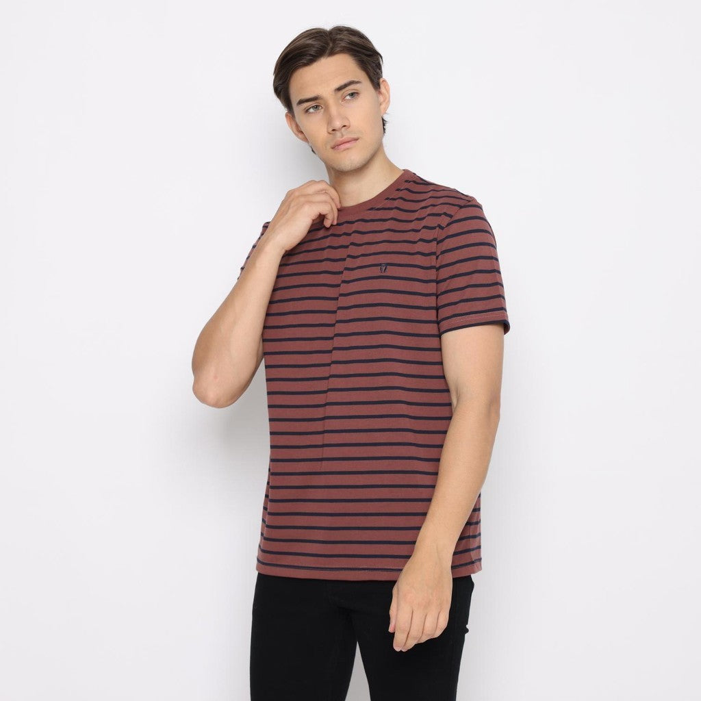 Matsuda T Shirt Pria Kaos Stripe Nantan Oblong Baju Wine Navy