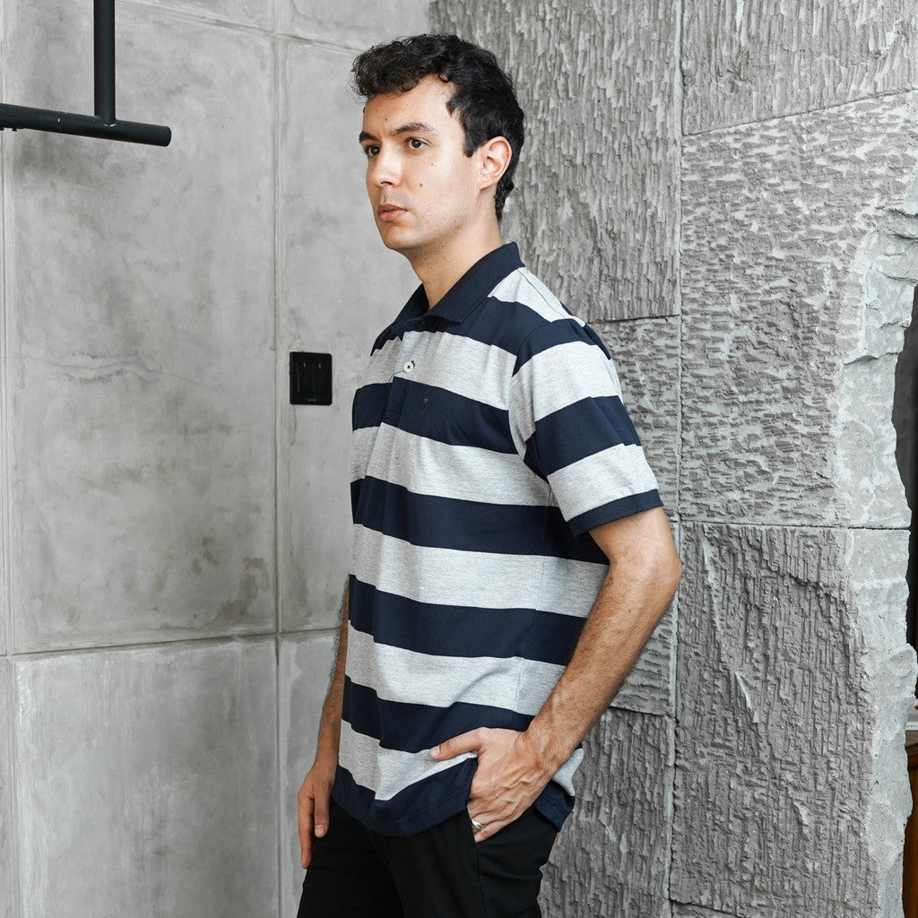 MATSUDA Kaos Polo Shirt Pria Kerah Echizen Navy Grey