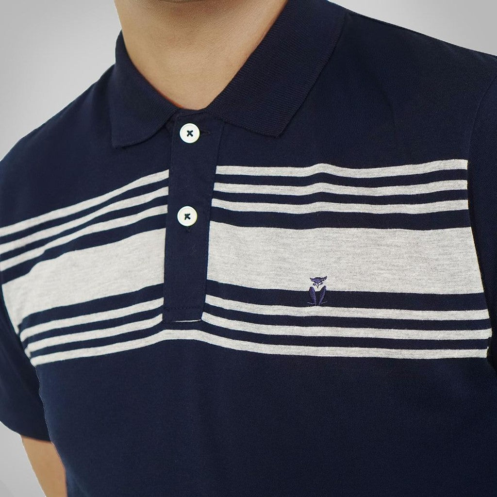 MATSUDA Baju Kaos Polo Shirt Dewasa Stripe Pria Kerah Katun Sanmu Navy