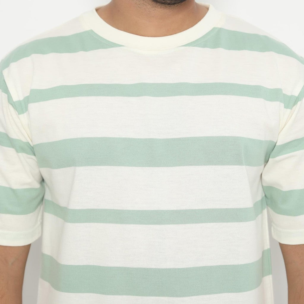 MATSUDA Kaos Oversize Stripe T shirt Narashino Smoke Green