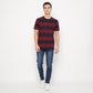 Matsuda T Shirt Pria Kaos Stripe Nanao Baju Katun Combed Garis Navy Burgundy