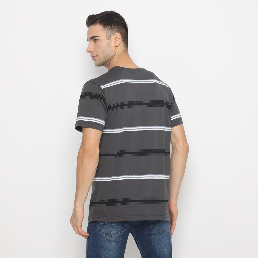 MATSUDA T Shirt Pria Kaos Stripe Motosu Charcoal