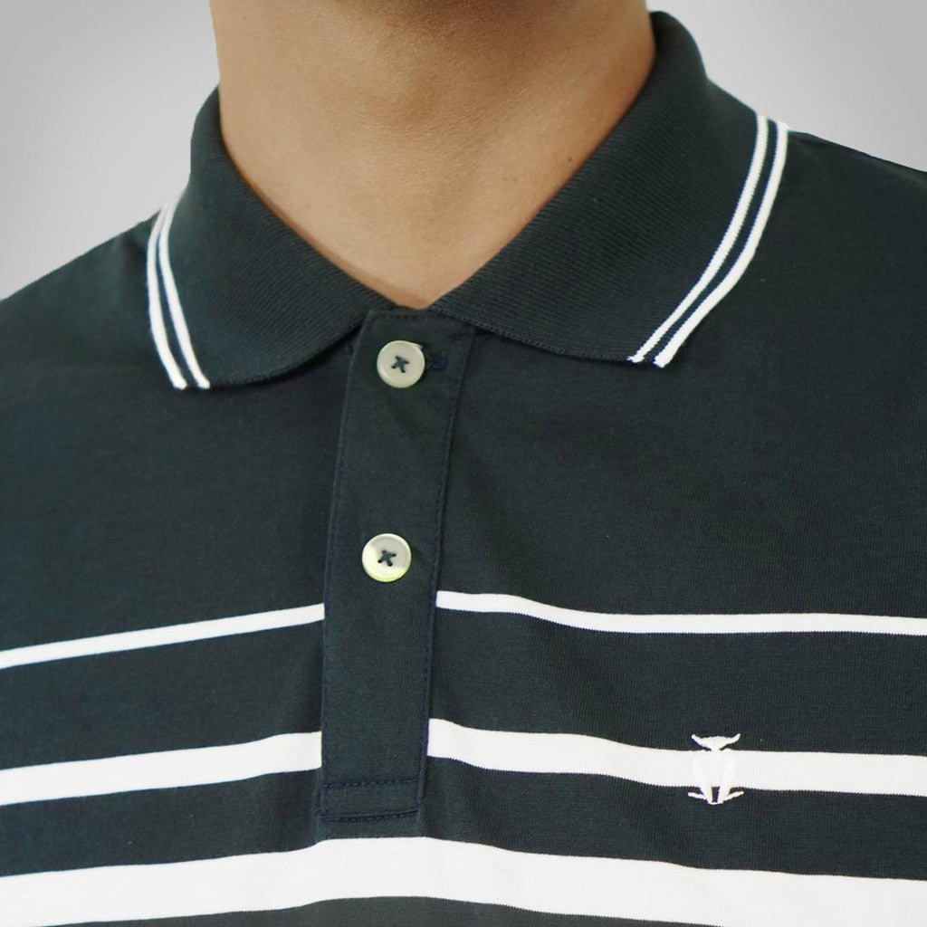 MATSUDA Baju Kaos Polo Shirt Dewasa Stripe Pria Kerah Katun Shinagawa DK Slate