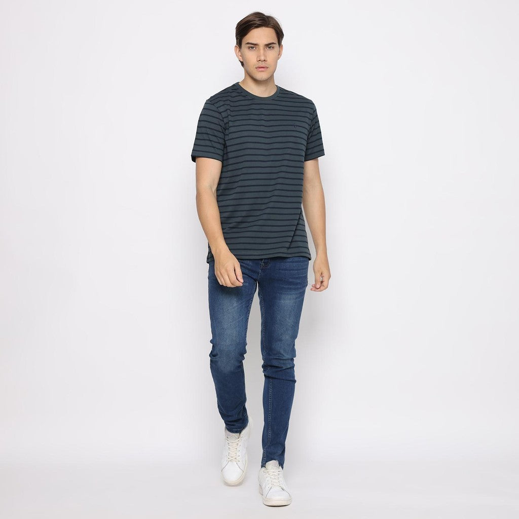 Matsuda T Shirt Pria Kaos Stripe Nantan Oblong Baju DK Slate Navy