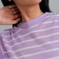 MATSUDA Kaos Wanita T Shirt Stripe Katun Zuri