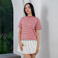 MATSUDA Kaos Wanita T Shirt Stripe Katun Zuri