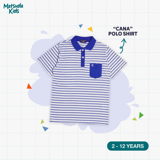 Matsuda baju kaos polo anak laki laki katun umur 2-12 Cana White Royal
