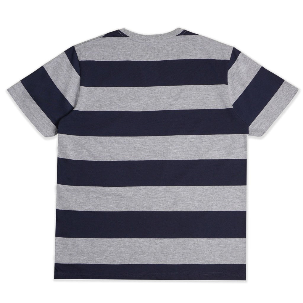 Matsuda T Shirt Pria Kaos Stripe Nanao Baju Katun Combed Garis Steel Grey Navy
