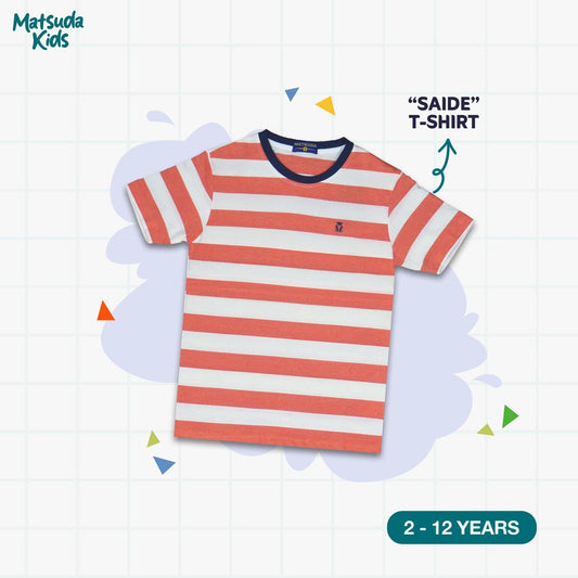 Matsuda baju kaos anak laki laki katun umur 2-12 Saide White