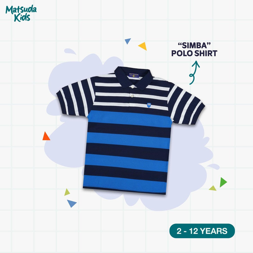 Matsuda baju kaos polo anak laki laki katun umur 2-12 Simba Navy