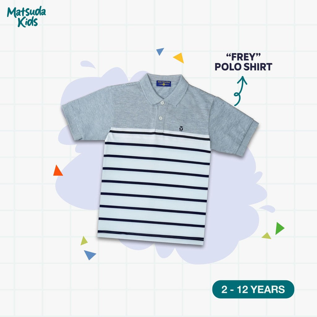 Matsuda baju kaos polo anak laki laki katun umur 2-12 Frey Grey