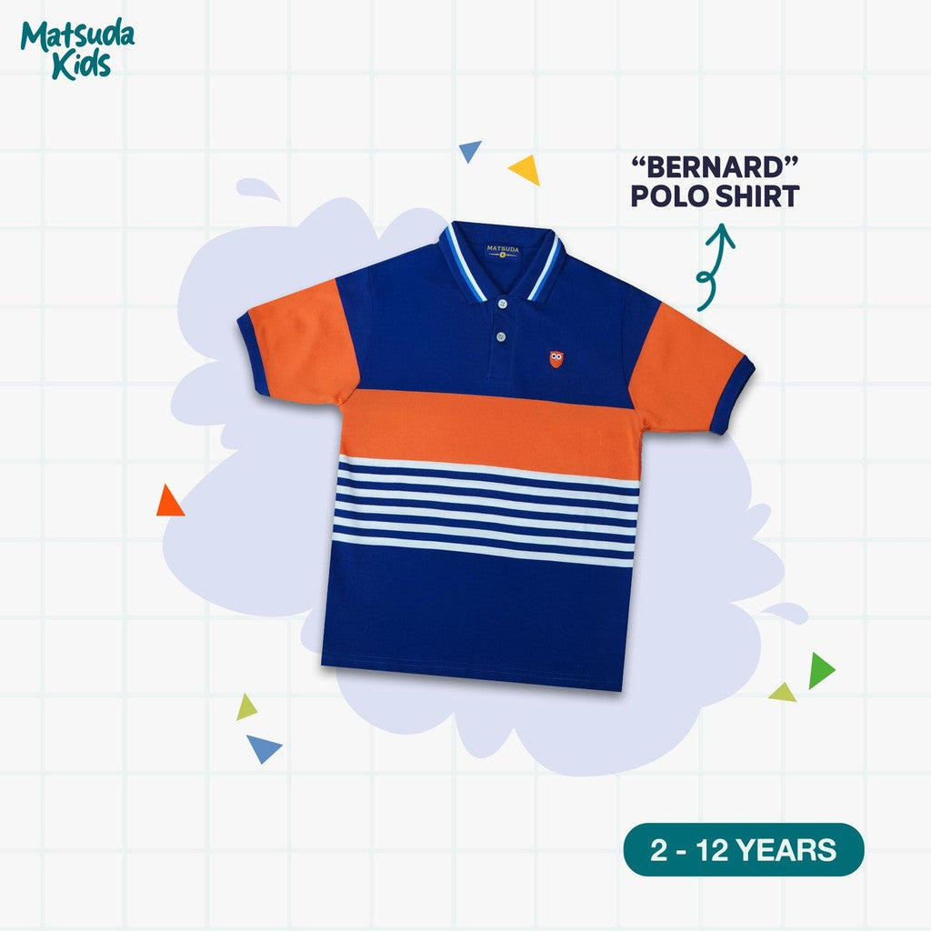 Matsuda baju kaos polo anak laki laki katun umur 2-12 Bernard orange