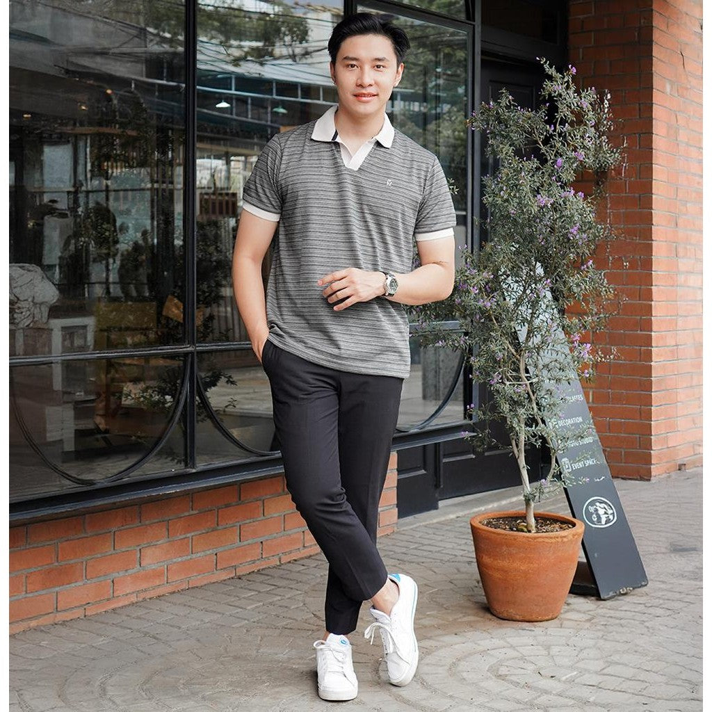 MATSUDA Kaos Polo Shirt Pria Kerah Sanda Grey