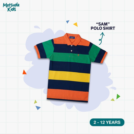 Matsuda baju kaos polo anak laki laki katun umur 2-12 Sam Orange