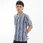 Matsuda Kemeja Pria Stripe Lengan pendek Tahara Blue Teal - White