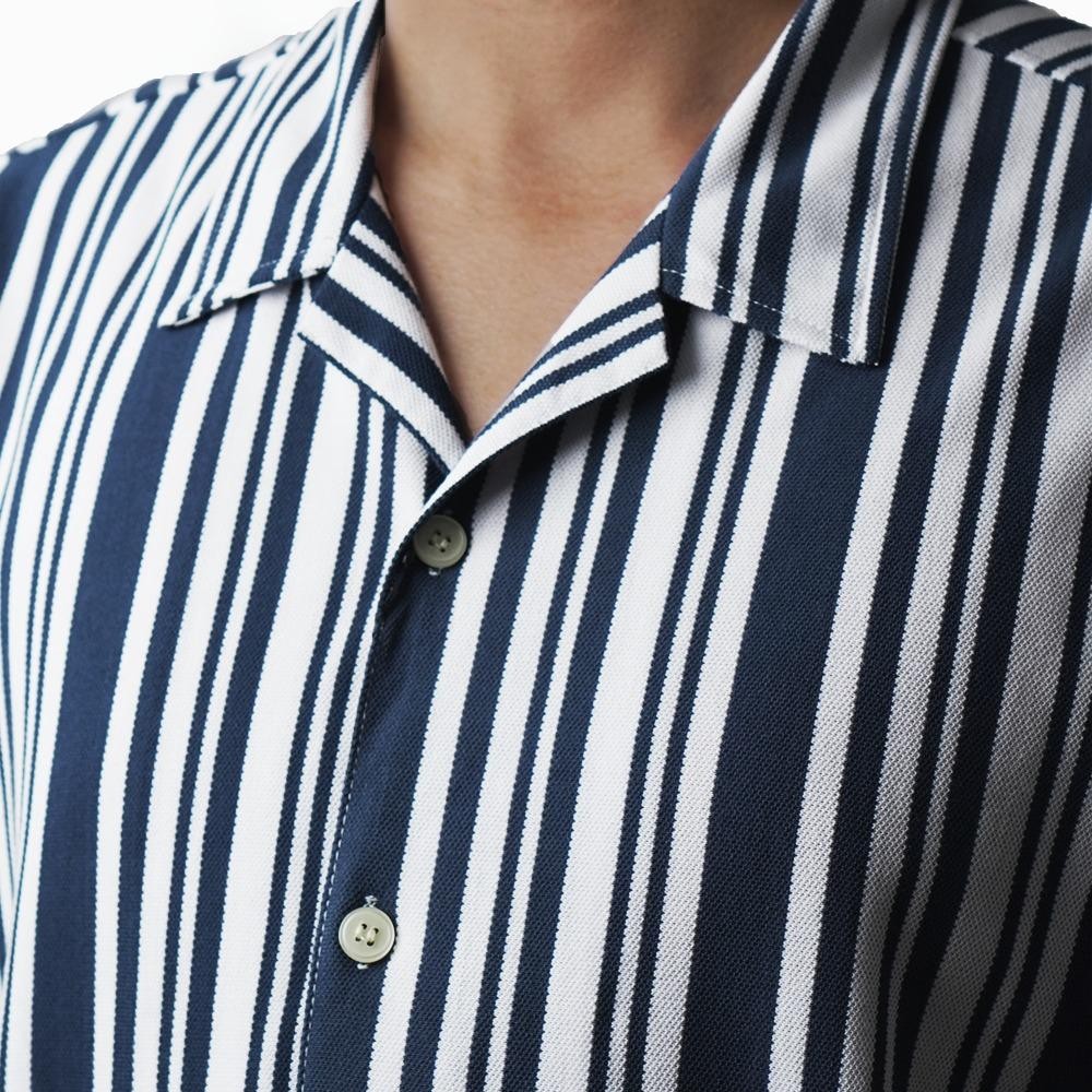 Matsuda Kemeja Pria Stripe Lengan pendek Tahara Blue Teal - White