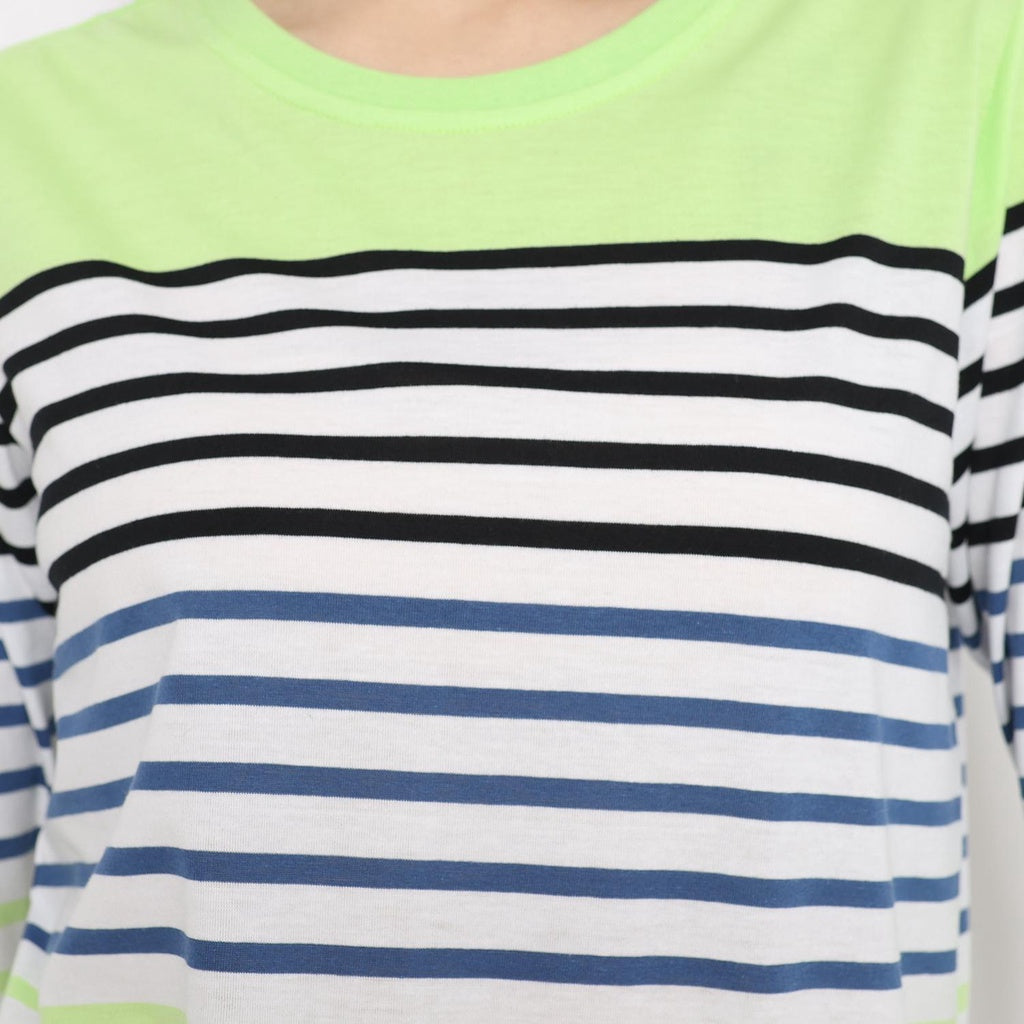MATSUDA Kaos Wanita T Shirt Stripe Katun Merry